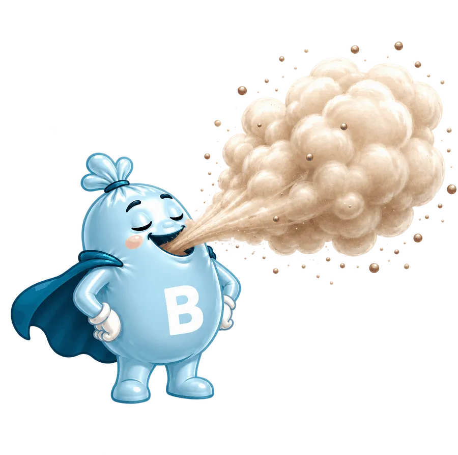 MR BINLY schluckt die Staubwolke